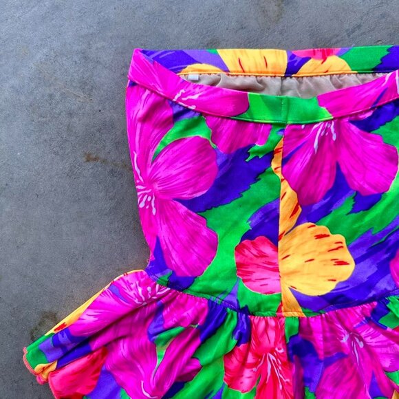 90s vintage blue and green bikini set with a Hawaiian print - Picture 5 of 8